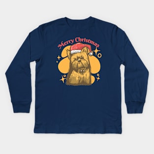 Yorkie Christmas Kids Long Sleeve T-Shirt